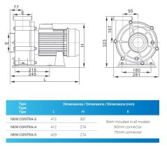Čerpadlo protiproudu NEW CONTRA 3T, 65 m3/h 2,5kW 400V
