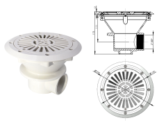 Dnová výpust kulatá 210mm Slonová kost RAL 1015